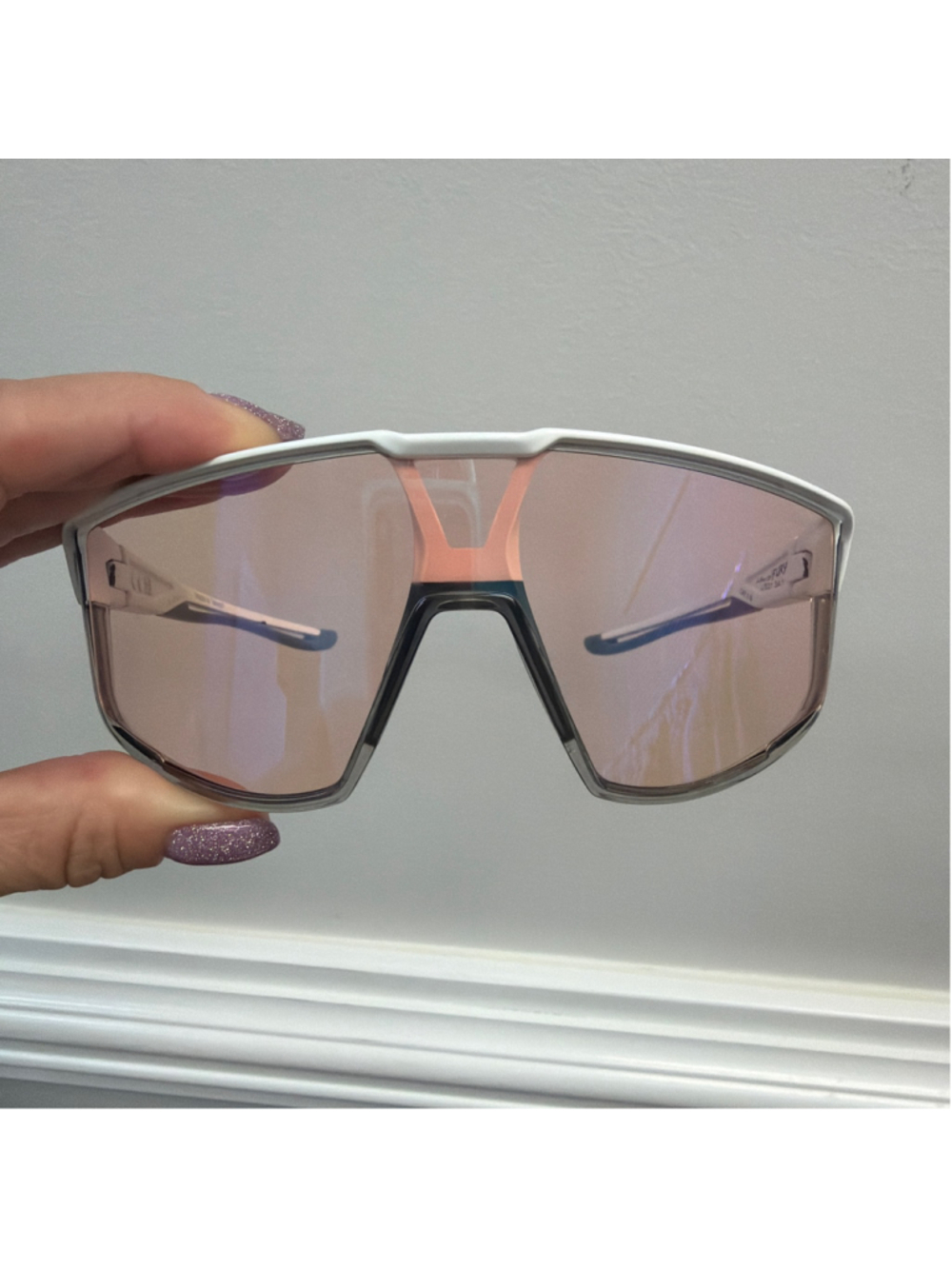 Julbo Fury Matte White Translucent Gray Frame Rose W/Multilayer Blue Mirror Lens - Picture 9 of 12
